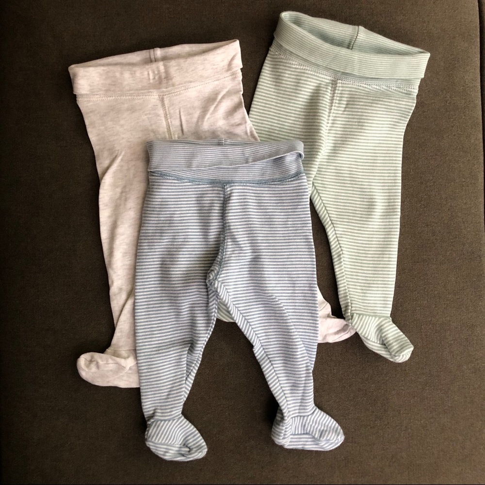 H&M Organic Cotton 3pk footie pants EUC